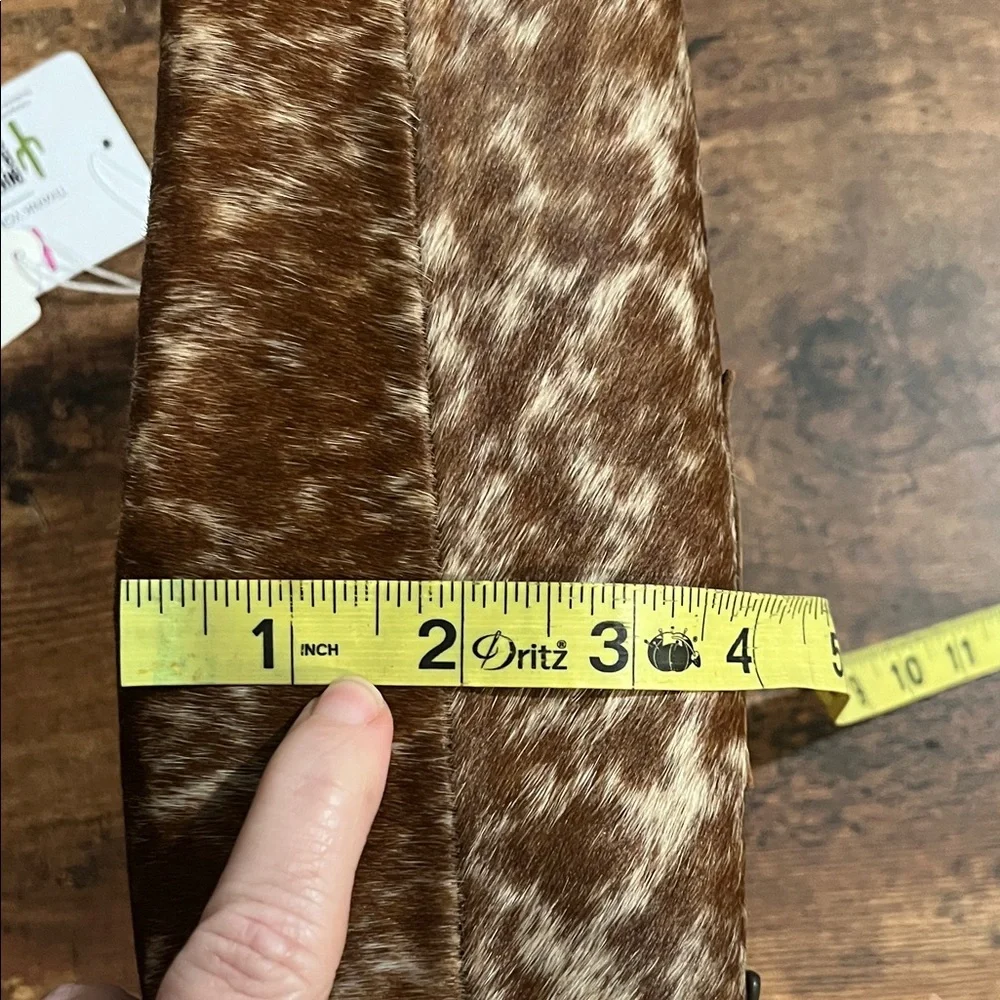 Brown Cowhide Cosmetic Bag with Western Accent